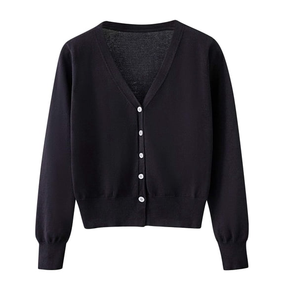 UYISJ Womens V Neck Cardigans Button Down Long Sleeve Sweaters Soft Classic Basic Knit Cardigan Fall Sweater L