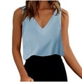 thumbnail image 1 of UYISJ Womens V Neck Cropped Cotton Linen Tank Tops Spring Summer Sleeveless Shirts Light Blue XL, 1 of 9