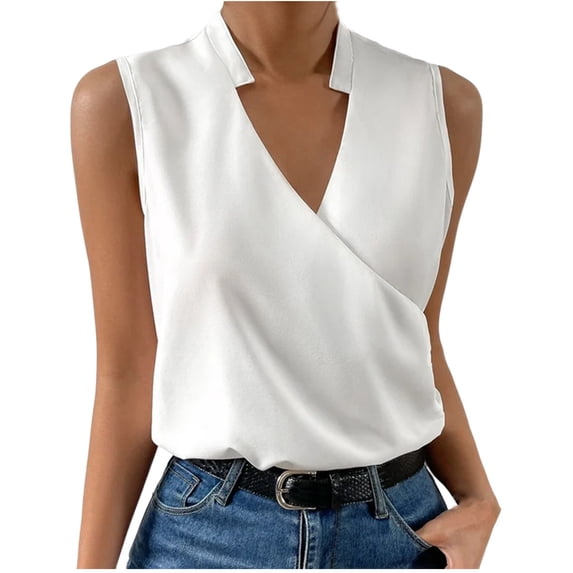 UYISJ Womens V Neck Wrap Tank Tops Sleeveless Casual Summer Blouses Shirts Dressy Work Tank Top