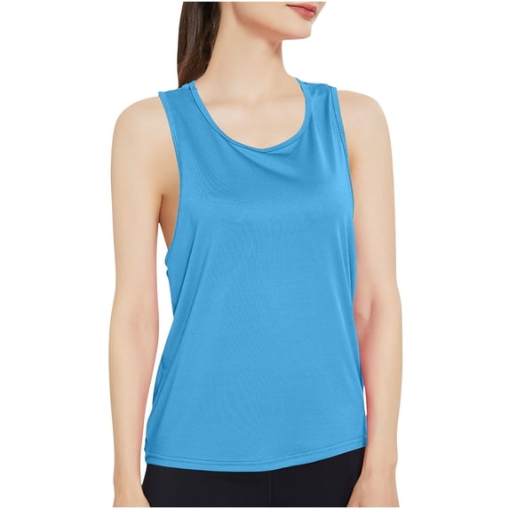 UYISJ Workout Tops for Women Mesh Breathable Sport Yoga Vest Quick Dry Sleeveless Loose Fit Yoga Shirts Racerback Tank Tops Blue XL