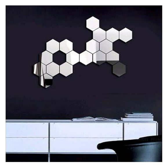 UYTRXJ 12Pcs Hexagon Mirror Acrylic Wall Sticker Background Wall Decoration Mirror Sticker