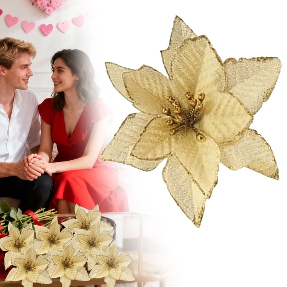 UYTRXJ Golden Edge Shining Artificial Flower Festival Decorative Accessory Artificial Flower