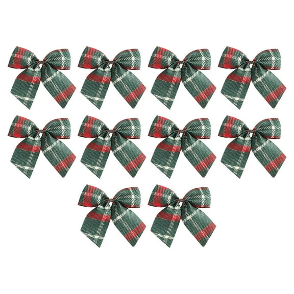 UYUH 10PCS Christmas Bows Set Assorted Sizes & Styles Red Plaid Check Fabric Bows for Tree Garland Wreath, Gift Topper Party Decorations