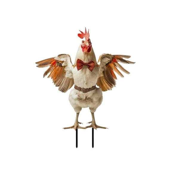 UYUH 2025 New Skeleton Riding Rooster Yard Sign Realistic 2D Winged Chicken Halloween Decor, Outdoor Scary Skeleton Figurines for Front Yard/Garden Party