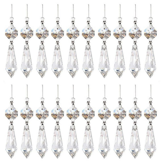 UYUH 20PC Pointed Bead Lighting Pendant Transparent Teardrop Crystal Chandelier Drops for DIY Lamp Making & Home Decor Accessories