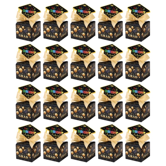 UYUH 20PCS Graduation Cap Gift Boxes,Class of 2026 Graduation Candy Boxes,Centerpieces for Tables Party Decorations,Mini Treat Grad Cap Chocolate Box Party Favors Supplies