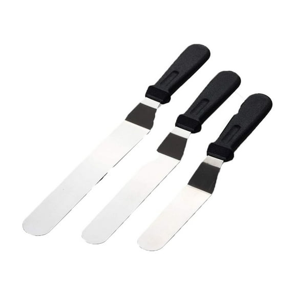 UYUH 3-Piece Angled Stainless Steel Icing Spatula Set, 6/8/10 Inch Professional Baking Tools for Cake Decorating, Flower and Pastry Spatulas, Essential Kitchen Utensils