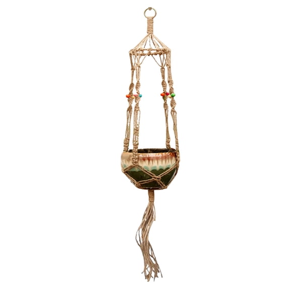 UYUH 41.34 Inch Hand-Woven Plant Hanger with Jute Rope, Indoor Outdoor ...