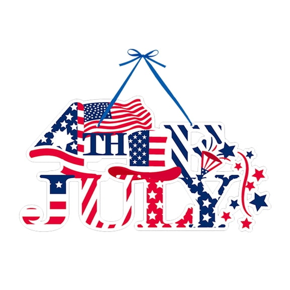 UYUH 4th of July Door Hanger Patriotic Independence Day Wreath with American Flag Design, Front Porch Decorations for Holiday Party, Front Door Welcome Sign