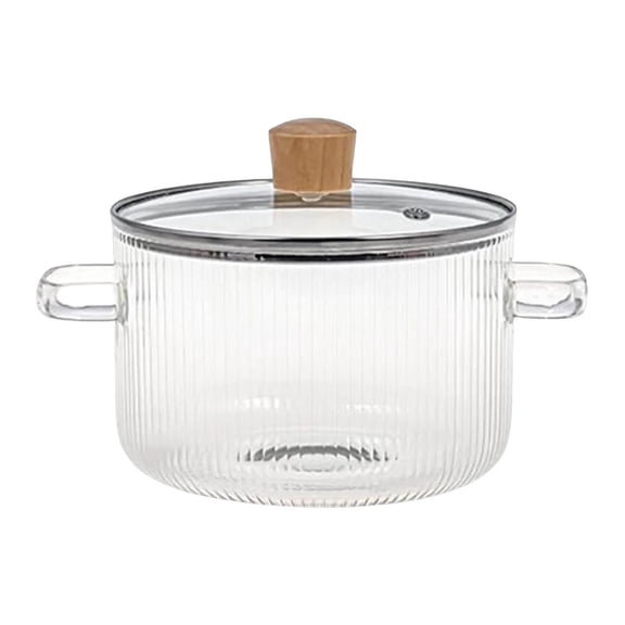 UYUH 6-Liter Clear Glass Simmer Pot with Lid, Borosilicate Heat Resistant for Cooking Pasta, Soup, Baby Food, with Anti-Scald Handles, Stovetop and Induction Safe