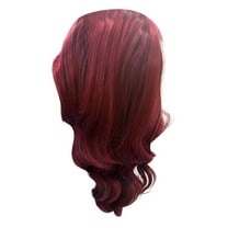 UYUH 70CM Gradient Red Party Wigs Long Curly Hair Mixed Colors Synthetic Wig Wine Red for Beautiful Wig Women Girl Fashion Party C-osplay Wig