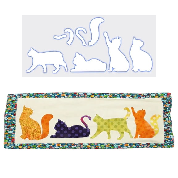 UYUH 8-Piece Cute Cat Pattern Sewing Template Set, Clear Plastic Quilting Ruler and Reusable DIY Design Tool for Creating Chic Quilt and Fabric Projects