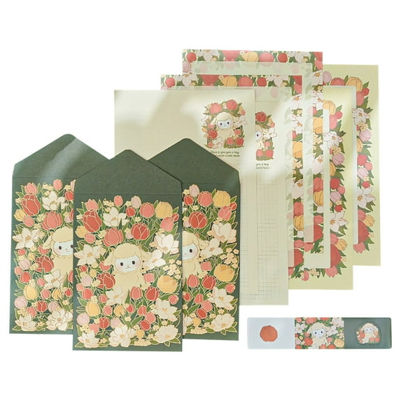UYUH Aesthetic Animal Stationery Set Japanese Paper & Envelopes | Vintage Love Letter Writing Kit for Teens/Adults | Cute Kawaii Gift Wrapping Supplies & Wax Seal Stickers