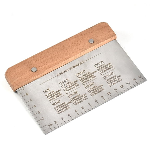 UYUH Bench Scraper and Dough Cutter Tool, Pastry Scraper for Bread, Cake, Pizza, Stainless Steel Food Scraper with Grip Handles and Measuring Scale for Baking