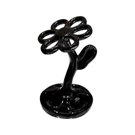 UYUH Ceramic Toothbrush Holder with Flower Design Bathroom Countertop Organizer for 6 Brushes | Durable Waterproof Toothbrush Rack, Elegant Vanity Decor