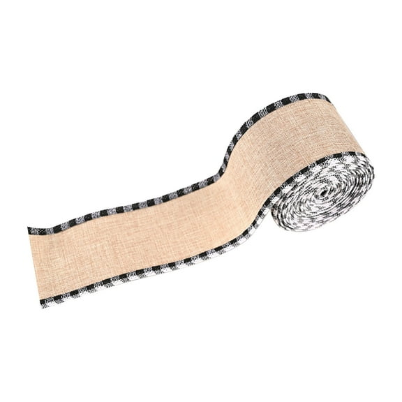 UYUH Christmas Burlap Ribbon with Natural Edging 5.6m Imitation Linen Fabric for Gift Wrapping, Tree Decor, Crafting Bow and Holiday Decoration