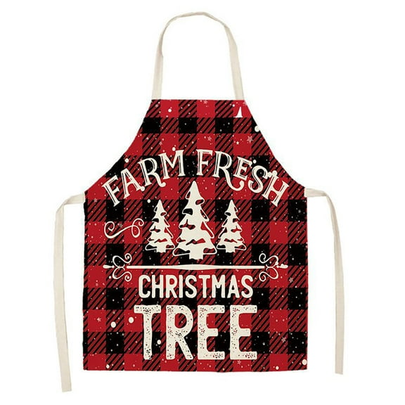 UYUH Christmas Plaid Apron Adjustable Holiday Kitchen Apron Festive Plaid Baking & Cooking Apron Chef Hostess Apron Unisex Christmas Gift