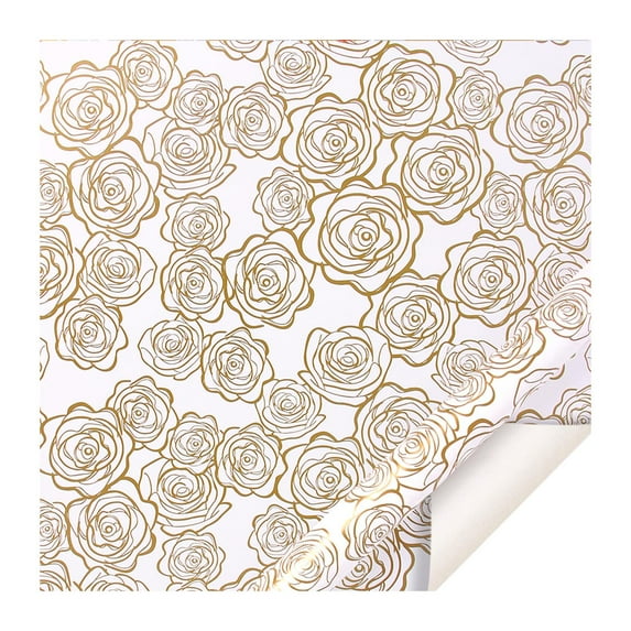 UYUH Christmas Rose Leaf Stripe Wrapping Paper Retro Holiday Gift Wrap (1 Sheet) Vintage Floral Design for Xmas Presents, Book Covers, Party Decor & Festive Crafts