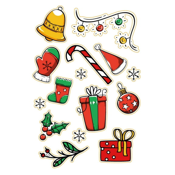 UYUH Christmas Stickers, Santa and Bell Gift Stickers for Gift Packaging, Cute Small Stickers for Christmas Cards, Scrapbooking, and Holiday Decor