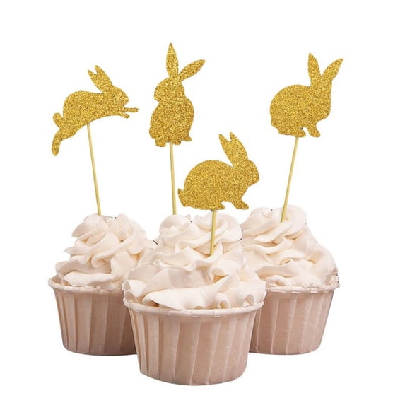 UYUH Easter Bunny Cake Topper Set, Vibrant Party Table Decor for Dessert, Cupcakes, and Cakes, Food-Safe Materials for Holiday Baking Celebrations, 4 or 8PCS Options