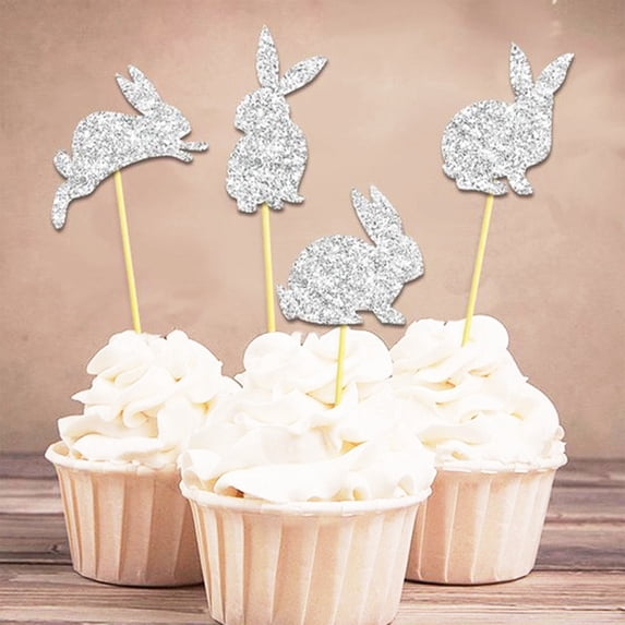 UYUH Easter Bunny Cake Topper Set, Vibrant Party Table Decor for Dessert, Cupcakes, and Cakes, Food-Safe Materials for Holiday Baking Celebrations, 4 or 8PCS Options