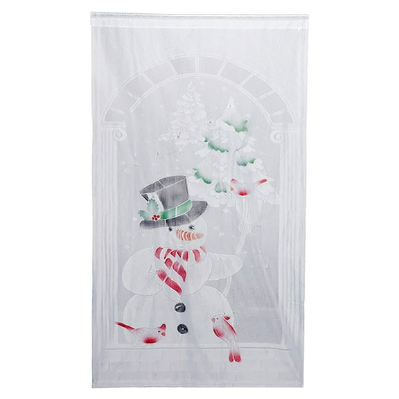 UYUH Festive Vertical Door Curtain Snowman and Holly Leaf Pattern for Christmas Doorway, Window, Room Divider, Holiday Party Decorations