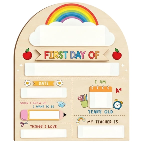 UYUH My First Day of School Sign with Marker,Reusable Wooden Back to School Board,Double-Sided First & Last Day Chalkboard for Preschool,Pre-K and Kindergarten 