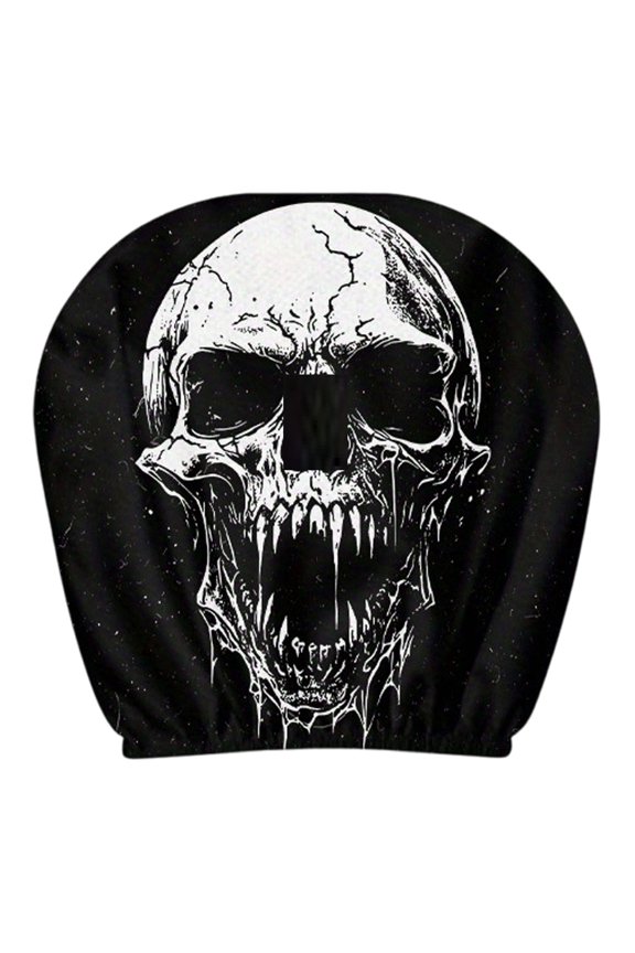 Funny Car Headrest Halloween 2PCS,Scary Face Printing Auto Seat Universal Elastic Models Headrest Protector,Stretchy Seat Headrest Protector for Auto Truck Decor