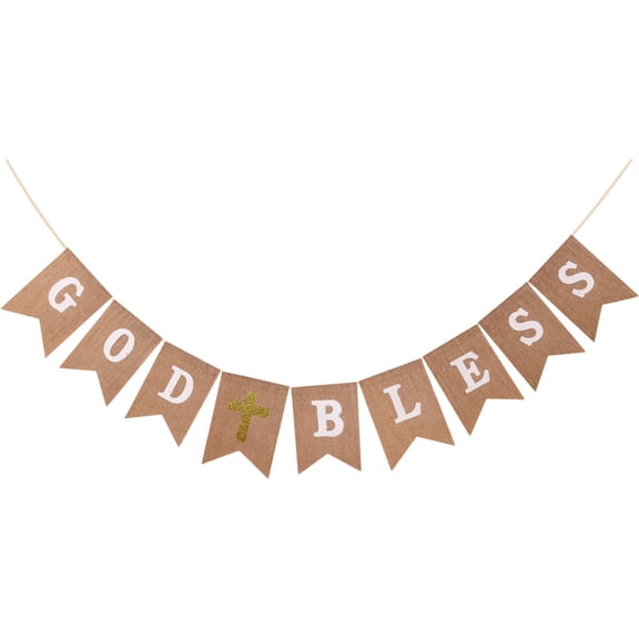 UYUH God Bless Banner Baptism Decorations for Boys,First Communion Confirmation Decorations,First Communion Baptism Party Supplies,Communion Banner