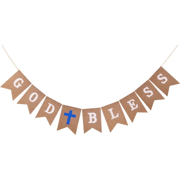 UYUH God Bless Banner Baptism Decorations for Boys,First Communion Confirmation Decorations,First Communion Baptism Party Supplies,Communion Banner