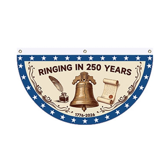 UYUH Half Circle Banner,Fan Shaped Banner Decor Independence Day Patriotic Memorial Day,Anniversary Patriotic Decoration Independence Day Sign Outdoor Hanging,July 4th 2026 Decorations Outdoor 