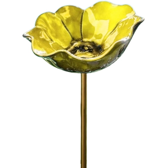 UYUH Handmade Metal Flower Garden Stake,Metal Flower Garden Stakes Bird Bath,Flower Bird Bath Bee,Butterfly Water Feeder with Flower Design for Garden Lawn Yard Decor