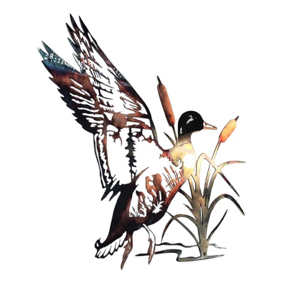 UYUH ‌Hunting & Trout Fishing Scene Metal Wall Art Wild & Nature Silhouette Decor Rustic Lodge, Cabin, Man Cave Decor Handmade Outdoor-Themed Metal Art‌