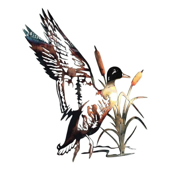 UYUH Hunting & Trout Fishing Scene Metal Wall Art Wild & Nature Silhouette Decor Rustic Lodge, Cabin, Man Cave Decor Handmade Outdoor-Themed Metal Art