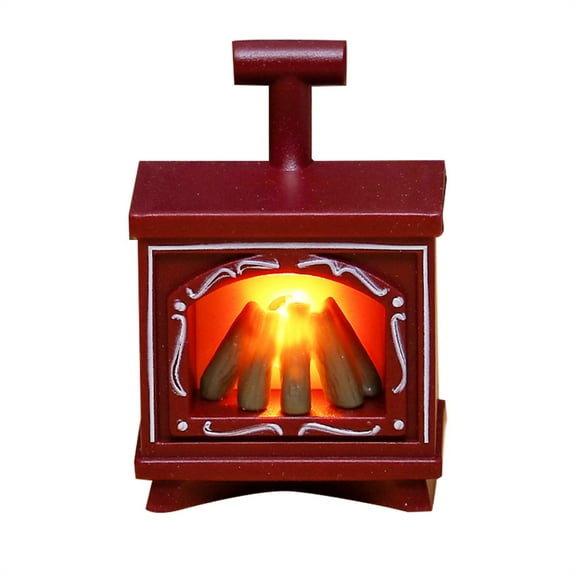 UYUH LED Dollhouse Fireplace Nightlight Miniature Flickering Flame Bedside Lamp, Christmas Home Decor Accent for Doll Furniture & Cozy Bedroom Ambiance (Red/White/Black)