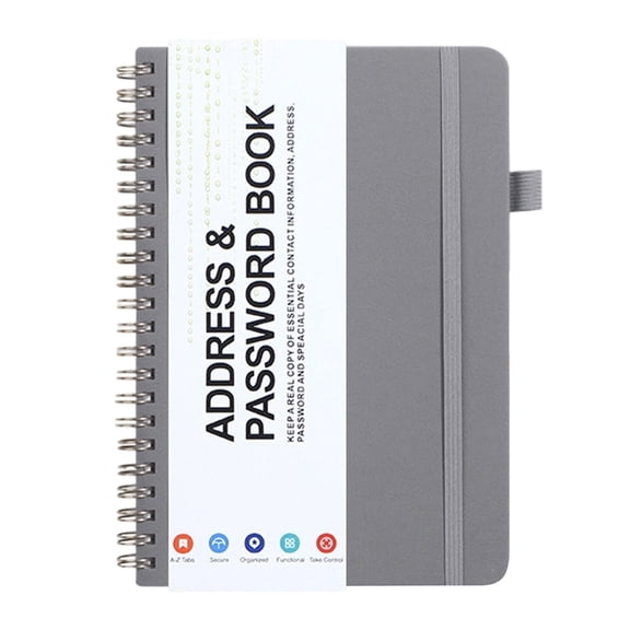 UYUH Leather Password and Address Book with Coil Binding, Hardcover Large Print Organizer for Contacts, Telephone Numbers, Safe Keeping for Home and Office Use