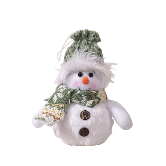 UYUH Lighted Snowman Doll with Green Knit Hat, 7.7 Inch Plush Doll Christmas Tabletop Decor, Plush Figurines for Indoor Holiday Home Decorations