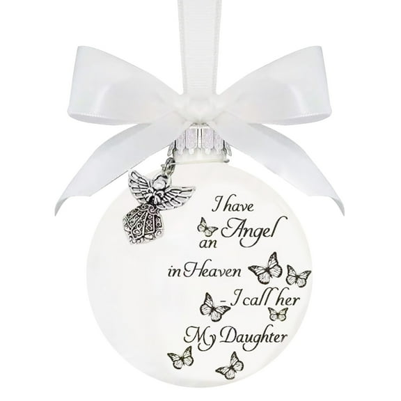 UYUH Memorial Christmas Ornament Butterfly, In Memory of Loved Ones, Round Christmas Ball Pendant for Deceased Relatives, Memorial Gift for Loss of Mom Dad