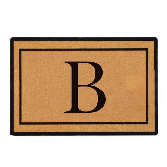 UYUH Personalized Flag Monogram Door Mat, Letter A-D Natural Coir Rug, 28x16 Inches, Dirt Catching All-Season Mat, Non Slip Backing for Indoor Outdoor Home Decor