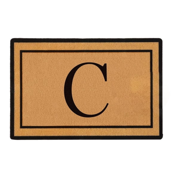 UYUH Personalized Flag Monogram Door Mat, Letter A-D Natural Coir Rug, 28x16 Inches, Dirt Catching All-Season Mat, Non Slip Backing for Indoor Outdoor Home Decor