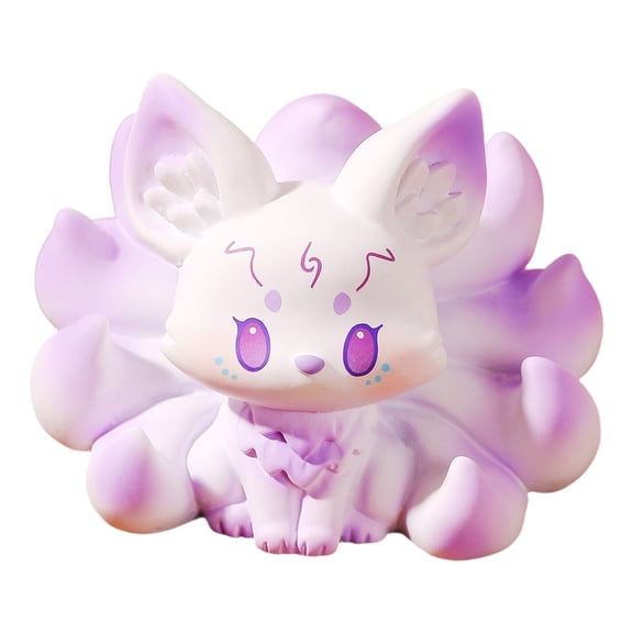 UYUH Random 3D Stereo Resin Craft Desktop Decor Ornament,Nine Tailed Fox Desktop 3D Small Ornament Resin Craft(Purple)cute Collectible Toys Desktop Ornaments Birthday Gifts