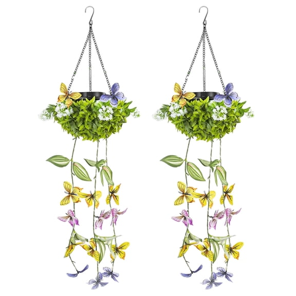 UYUH Solar Hanging Garden Lights,Colorful Solar Butterfly Lights,Realistic Flower Vine Fairy String Light,Waterproof Decorative Butterfly Light for Garden Patio Fence Yard Porch