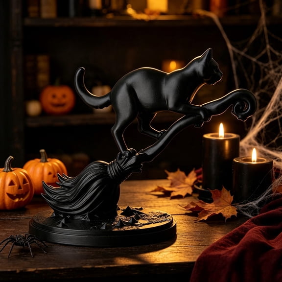 UYUH Tabletop Gothic Figurine Cat Statue Spooky Sculpture for Garden or Bookshelf Mysterious Resin Bookshelf Decor Home indoor Desk Halloween Decor,4.33in