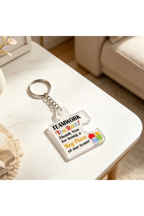 Team Appreciation Gifts for Employee Coworker Staff Bulk, Teamwork Thank You Gift Set Puzzle Piece Acrylic Keychains,Puzzle Shaped Acrylic Keychain