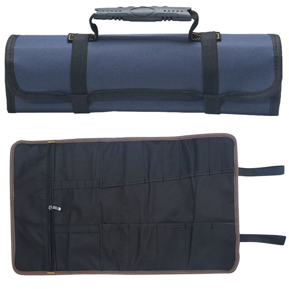 UYUH Tool Roll Up Pouch, Foldable Canvas Tool Roll Organizer Storage, Multi-Purpose Professional Electrical and Maintenance Tool Bag with Zipper, Hanging Loop