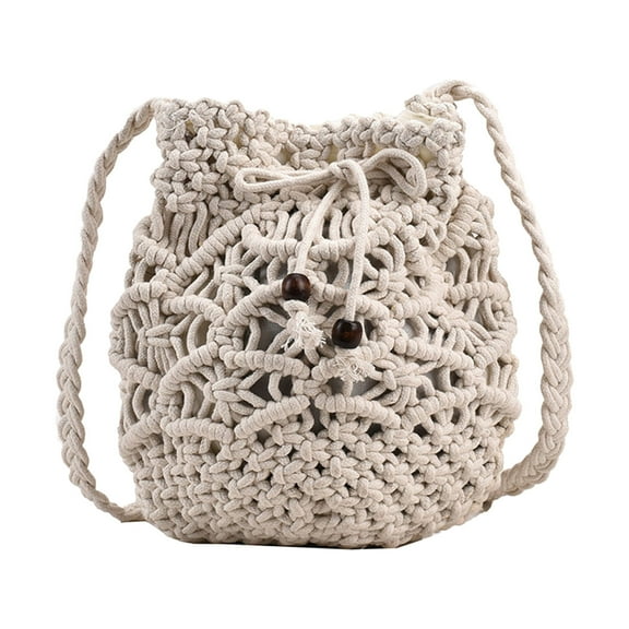 UYUH Unisex Messenger Bags Ladies Crossbody Bag Literary Single Shoulder Vintage Cotton Woven Drawstring Fresh Beach Bag for Travel, Daily and Shopping