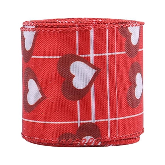 UYUH Valentines Fabric Ribbons, Love Heart Edge Wired Burlap Ribbon, for Valentine's Day Hanging, Wrapping, Party Gift Decoration, Indoor Outdoor Tree Crafts, 2"x4.5Yd
