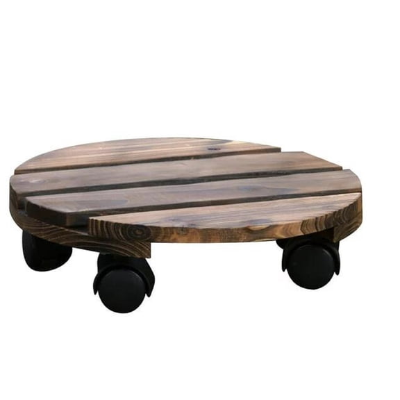 UYUH Wood Plant Caddy, 10inch Heavy Duty Rolling Planter Dolly with Lockable Casters, Movable Round Flower Pot Stand, Anti Slip Plant Rack for Indoor and Outdoor Green Plants
