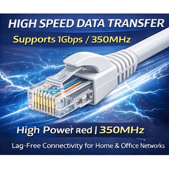 UYUIOIF-1 x 82 foot Cat5e Ethernet Cable White High Speed 1Gbps Internet LAN Network Cable, Snagless RJ45 Patch Lead, ,Flexible, PoE Compatible for Router, PC, Server, Modem, Gaming Consoles (984,
