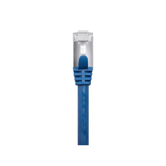 UYUIOIF-113656 Cat7 Ethernet Patch Cable - 1 feet - Blue | Flexboot RJ45 Stranded 600Mhz S/FTP CMX Pure Bare Copper Wire 26AWG - Entegrade Series (Pack of 2)